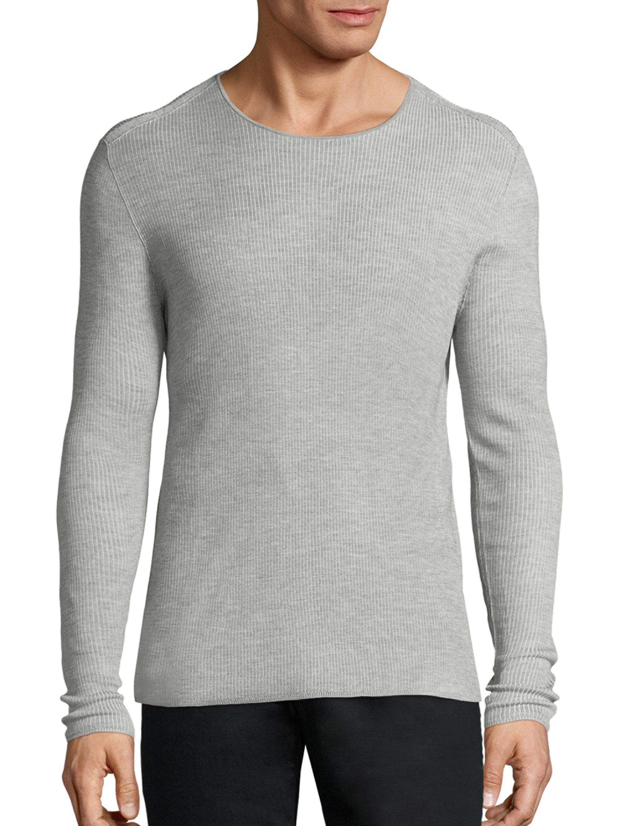 John Varvatos Silk Blend Long Sleeve Sweater in Light Grey (Gray) for